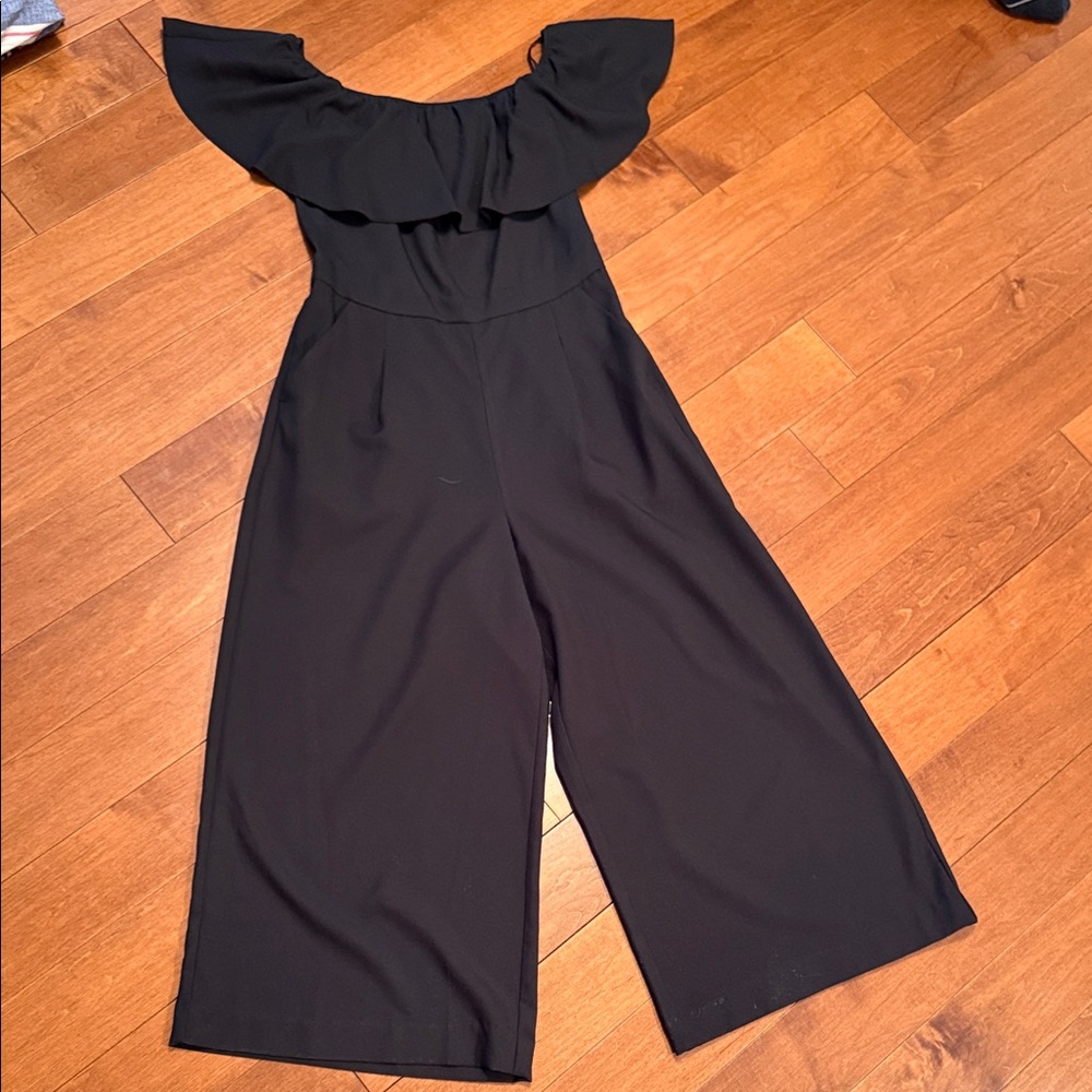 Banana Republic Off-Shoulder Black Jumpsuit with pockets.